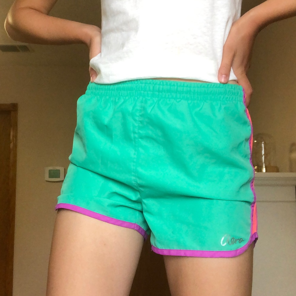 Green athletic shorts